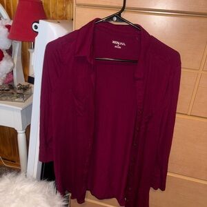 Merona Red 3/4 Sleeve Blouse